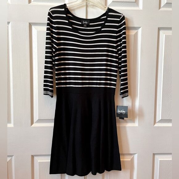 NWT BLACK AND WHITE KNIT SKATER DRESS SIZE XXL BY & BY - Picture 1 of 7